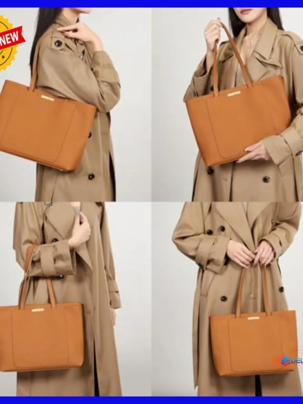 Large Leather Tote Bag with Zipper Top Handle Shoulder Satchel Hobo